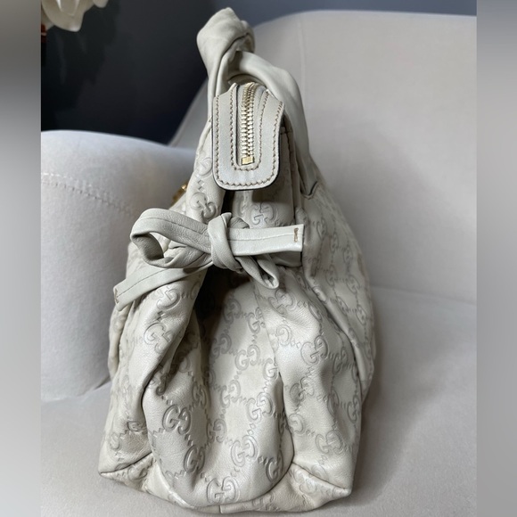 Auth GUCCI GG Crystal Hysteria Crest Hand Bag Coated Canvas Leather Cream - Picture 6 of 11